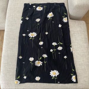 EUC Alfred Dinner Black Maxi Skirt Floral Design
